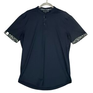 Mantra Golf Polo Shirt Mens Large Blue Short Sleeve Floral Trim Recycled